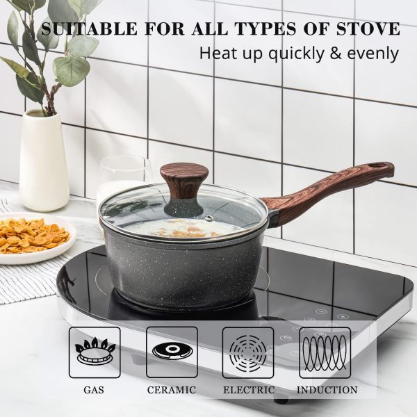 SENSARTE Nonstick Deep Frying Pan Skillet, 10/11/12-inch Saute Pan with Lid, Stay-cool Handle, Chef Pan Healthy Stone Cookware Cooking Pan, Induction Compatible, PFOA Free (10-Inch) - Image 2
